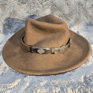 Harley-Davidson Brown Wool Fedora with Logo Band